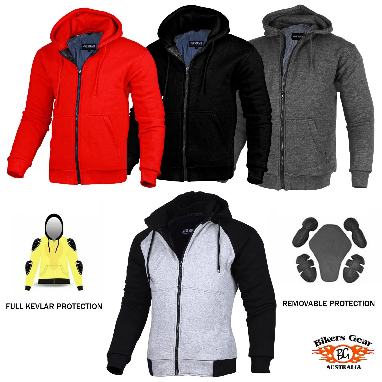 BGA Alpha Protective Motorcycle Hoodies With CE Armour